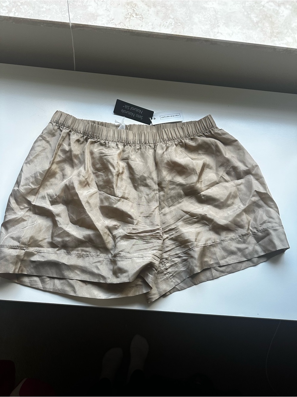 Nwt Intimissimi Natural Silk Boxer shorts in Taupe Size Medium